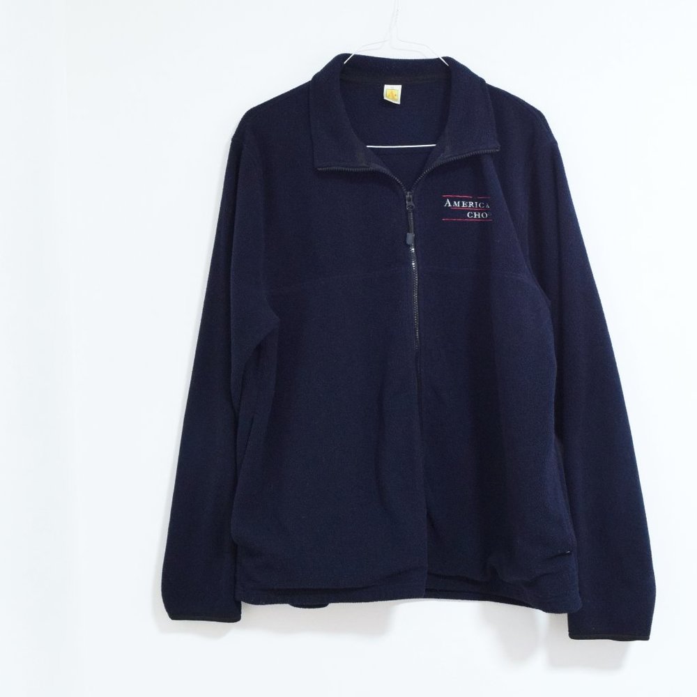 AMERICAN CHOIR Navy Blue Fleece Zip Up Sweater | Size XL